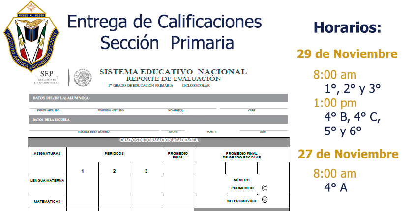 Entrega Calificaciones Sección Primaria - IAJC